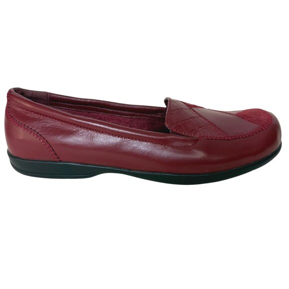 Mushrooms Patchwork Red Leather Loafers Womens 11W Comfortable Slip On 90s Shoes - Picture 1 of 16